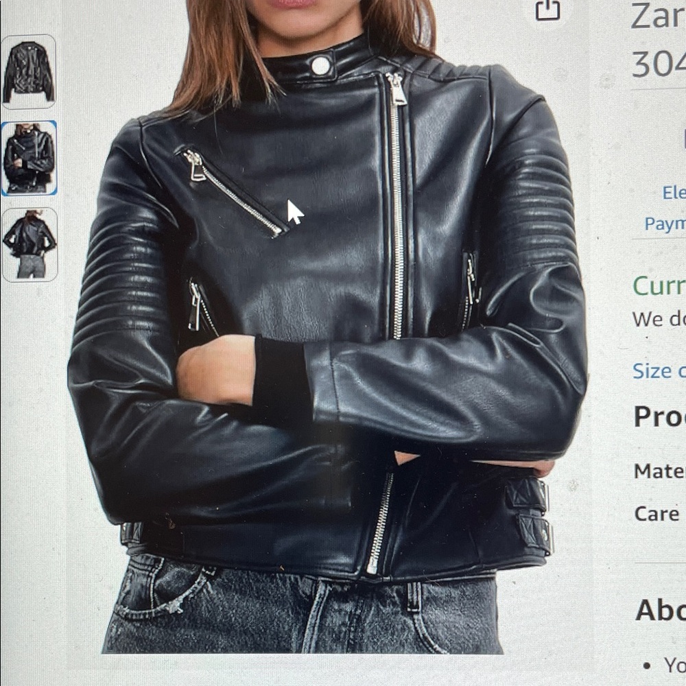 Zara Black Leather Moto Jacket- new